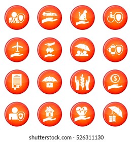 icons vector set of red circles isolated on white background