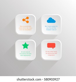 Icons vector square business concepts with flat color, can use for infographic business report or modern template, education template, business brochure, system diagram