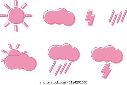 Icons and vectors about the weather Lightning Clouds in the clouds.