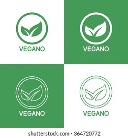 Icons Vegan food, set of badges, emblems and stamps vector written in English
