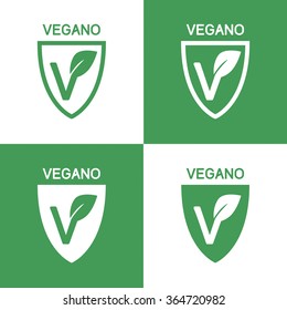 Icons Vegan food, set of badges, emblems and stamps vector written in English
