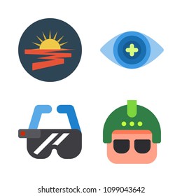 Icons Virtual Reality with ar glasses, sun, bionic contact lens and virtual reality