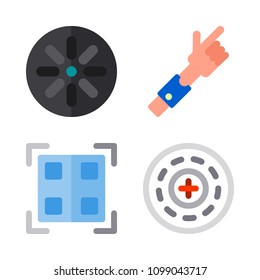 Icons Virtual Reality with bionic contact lens, streoscope and virtual reality