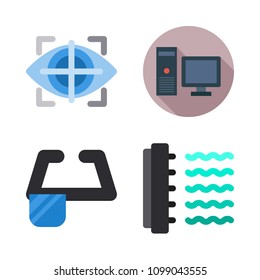 Icons Virtual Reality with computer, virtual reality, ar monococle and eye tracking