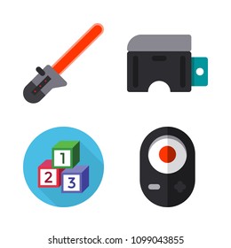 Icons Virtual Reality with cubes, remote, virtual reality and ar wand