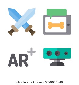 Icons Virtual Reality with gaming, sensor, augmented reality and virtual reality