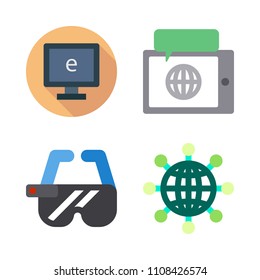 Icons Virtual Reality with internet, virtual reality, ar glasses and computer