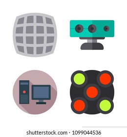 Icons Virtual Reality with virtual reality, sensor, ar camera and computer