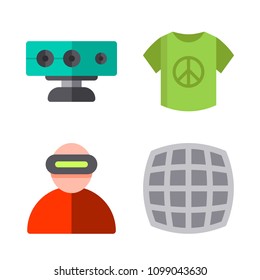 Icons Virtual Reality with virtual reality, sensor and shirt