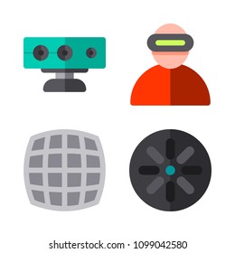 Icons Virtual Reality with sensor, virtual reality and streoscope