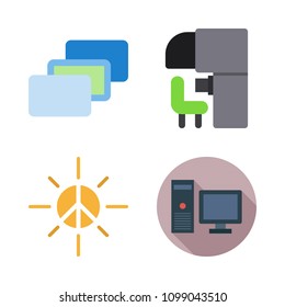 Icons Virtual Reality with sensorama, depth perception, sun and computer