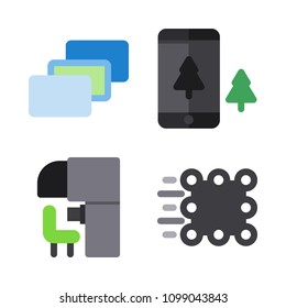 Icons Virtual Reality with smartphone, sensorama, match moving  and depth perception