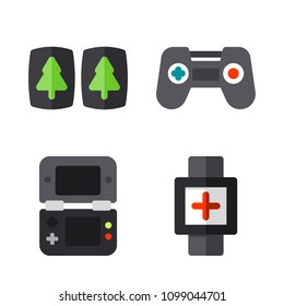 Icons Virtual Reality with smartwatch, virtual reality, game controller and video console