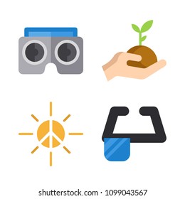 Icons Virtual Reality with sprout , virtual reality, sun and ar monococle
