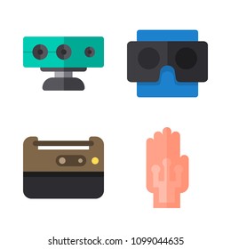 Icons Virtual Reality with stereoscope, sensor, virtual reality and wired gloves