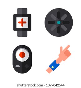 Icons Virtual Reality with streoscope, virtual reality, remote and smartwatch