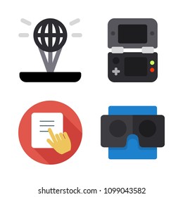 Icons Virtual Reality with tap, video console, stereoscope and hologram