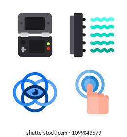 Icons Virtual Reality with video console, virtual reality, tap and vision