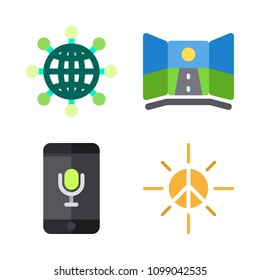 Icons Virtual Reality with virtual reality, voice recognition, sun and internet