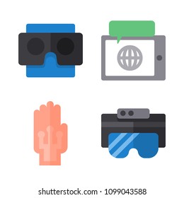 Icons Virtual Reality with wired gloves, stereoscope, virtual reality and ar glasses