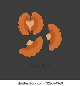  Icons walnut with  shadow on a gray background