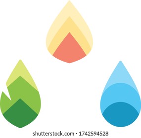 iconos para la hoja de agua y el vector de fuego