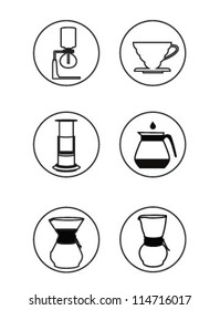 Icons. Ways to brew coffee
