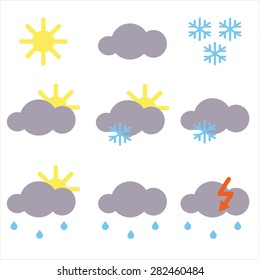 Icons for weather forecastVector illustration