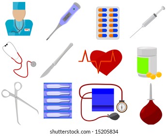 Icons for web design - medicine and health in a vector