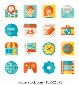 Icons web and mobile applications in flat design style.