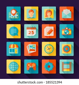 Icons web and mobile applications in flat design style.