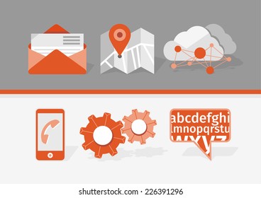 Icons for web and mobile applications. Navigation, communication, tools, cloud storage