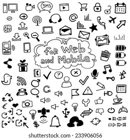 Icons for Web and Mobile. Hand-drawn.