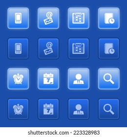 Icons for web on blue buttons.