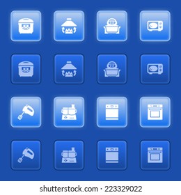 Icons for web on blue buttons.