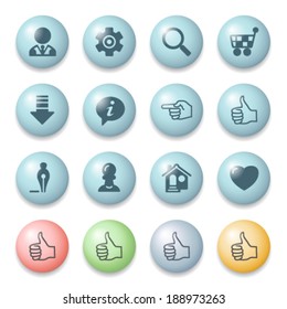 Icons for web on color buttons.