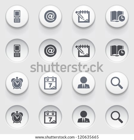Icons for web on white buttons. Set 26.