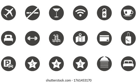 Icons for web site or hotel app buttons square