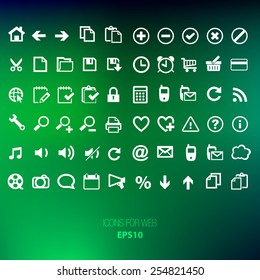 Icons for WEB & User Interface on bokeh green background 