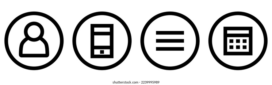 Icons for the website. Footer or header icons. Vector icons isolated on white background.