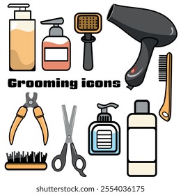 icons for a website or mobile application, grooming store, pet products, vector drawing