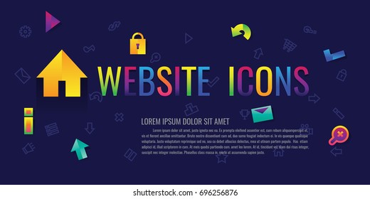 icons Website vector on blue background. logo. symbol