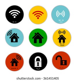 icons, Wi fi, closed, open, set,