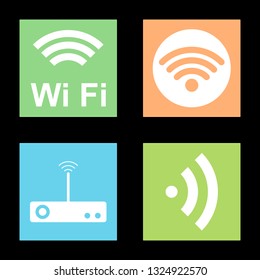 Icons for WiFi, wireless internet, vector illustration in flat, EPS10. 