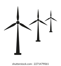 Icons of wind generators. Alternative power. Green energy. Vector illustration.