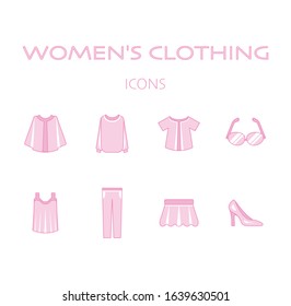 Icons of women's clothing for the store