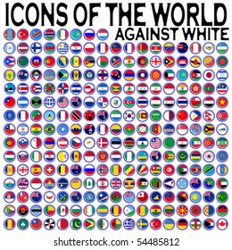 icons of the world against white background, abstract vector art illustration