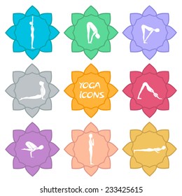 Icons yoga. Flat design. vector illustration