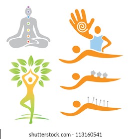 Icons yoga massage alternative medicine