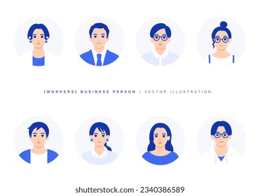 Icons of young men and women. Vector illustration of a working man and woman.